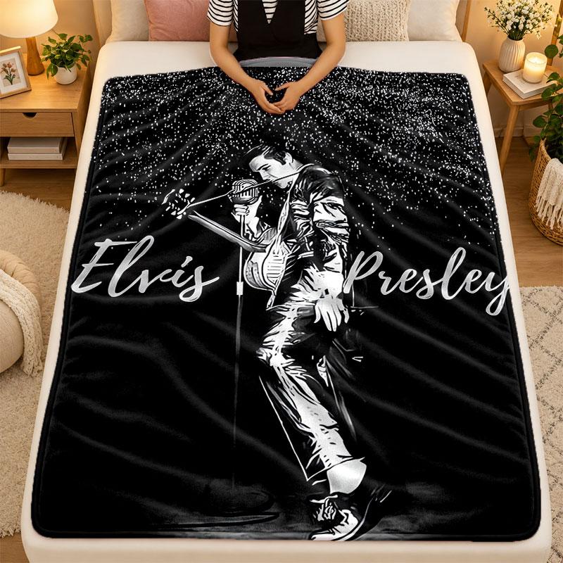 Flannel BlanketElvis Presley Warm Soft Throw Blanket for Indoor Sofa Bed Living Room Use