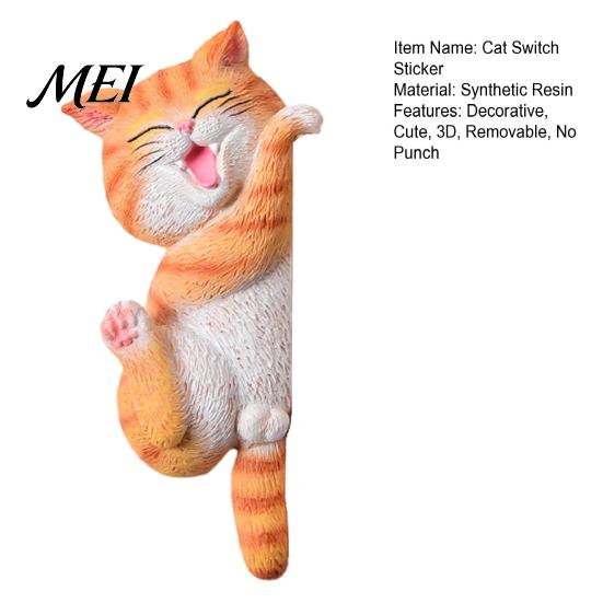 Cat Light Switch Cover 3D Sticker, Decorative Resin Wall Plate Cover, Cute Animal Decor Stickers, Peel And Stick decorations for Home Bedroom