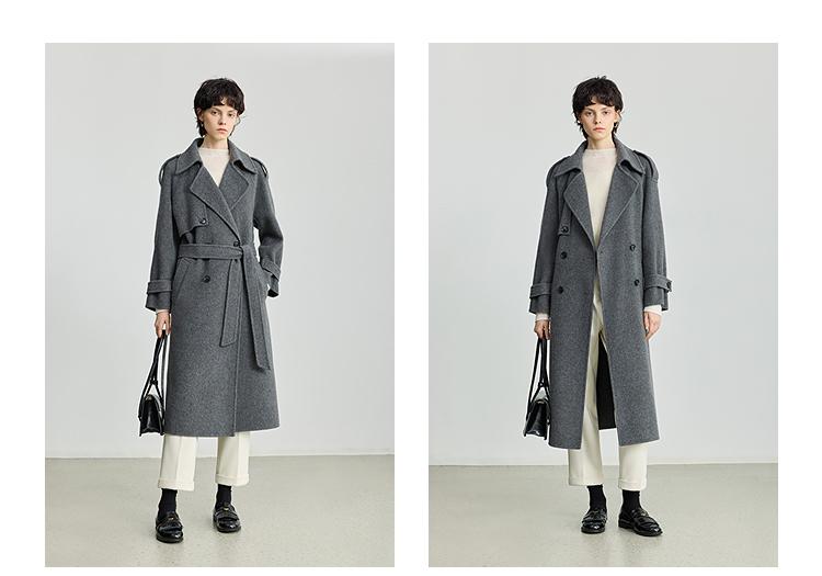 Lily Grey Woolen Coat for Women