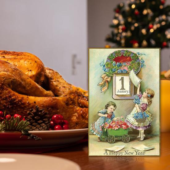 12/24 шт. Поздравительные открытки с Новым годом, ретро-иллюстрации, праздничные открытки с акцентами из золотой фольги для семьи и друзей