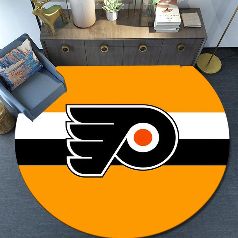 Philadelphia Flyers Round Area Rug,Carpet Rug for Living Room Bedroom Sofa Playroom Decor,Non-slip Floor Mat