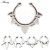 Alisouy 1PC Stainless Steel Casting Tusk Fangs Cone Nose Ring Septum Ear Cuffs Cartilage Tragus Daith Non Piercing Body Jewelry