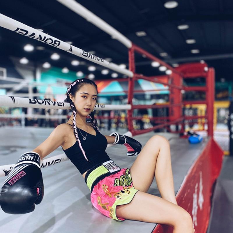 Men Women Muay Thai Shorts Boxing Training MMA Fight Gym Workout Lightweight Durable Synthetic Fabric