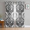 Black And White Pattern Baroque Curtain Tulle Decorative Sheer Curtains for Living Room Bedroom Kitchen Hotel Home Window Panels