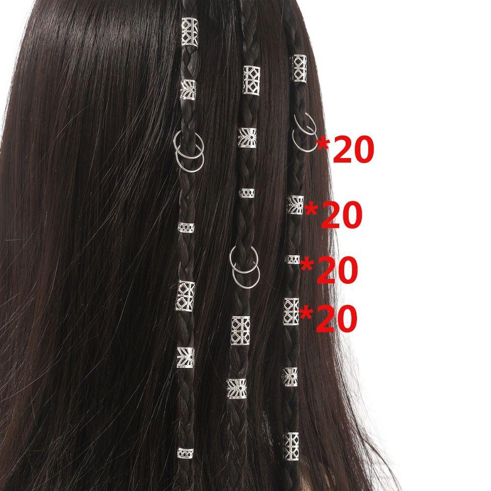 80pcs Metal Cuff Clips Dreadlocks Beads Dread Locks Hair Braid Tubes Hollow Out Hair Ring  Men