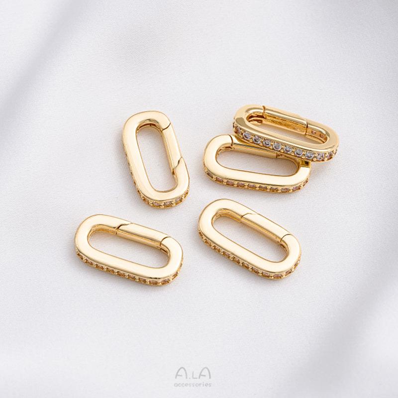 Овальный пружинный замок из золота 14 карат: Сохраняющий цвет DIY Жемчужная цепочка Застежка-лобстер Аксессуар