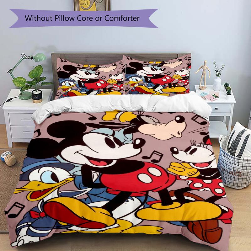 Mickey Friends Together Print 3Pcs Bedding Setduvet Cover With 2 Bedropillowcase Home Birthday Gift