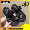 Fashion Metal Cover Toe Thick-soled Dopamine Women, New Models In the Summer of 2025, Small People Increase Their Height and Wear Beach Shoes