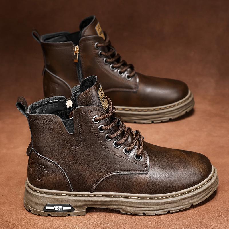 Роскошные мужские ботильоны, ретро-британские высокие мужские ботинки, модная высококачественная кожаная обувь 2024 года, новые мужские мотоциклетные ботинки для активного отдыха