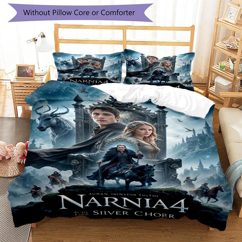 3pcs The Chronicles of Narnia Bedding Set Duvet Cover Closure Includes 1 Duvet Cover & 2 Pillowcases, Soft and Comfortable for All Seasons.