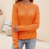 IHUASU Autumn and Winter Solid Colour Women's Knitwear Hollow Out Pullover O-Neck Sweater