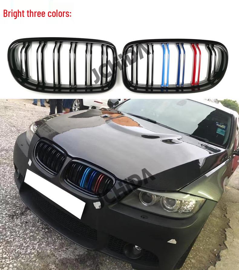 BMW 3 Series E90 Late Model Front Grille in Bright Black, Tri-color, or Carbon Fiber for Car Modification