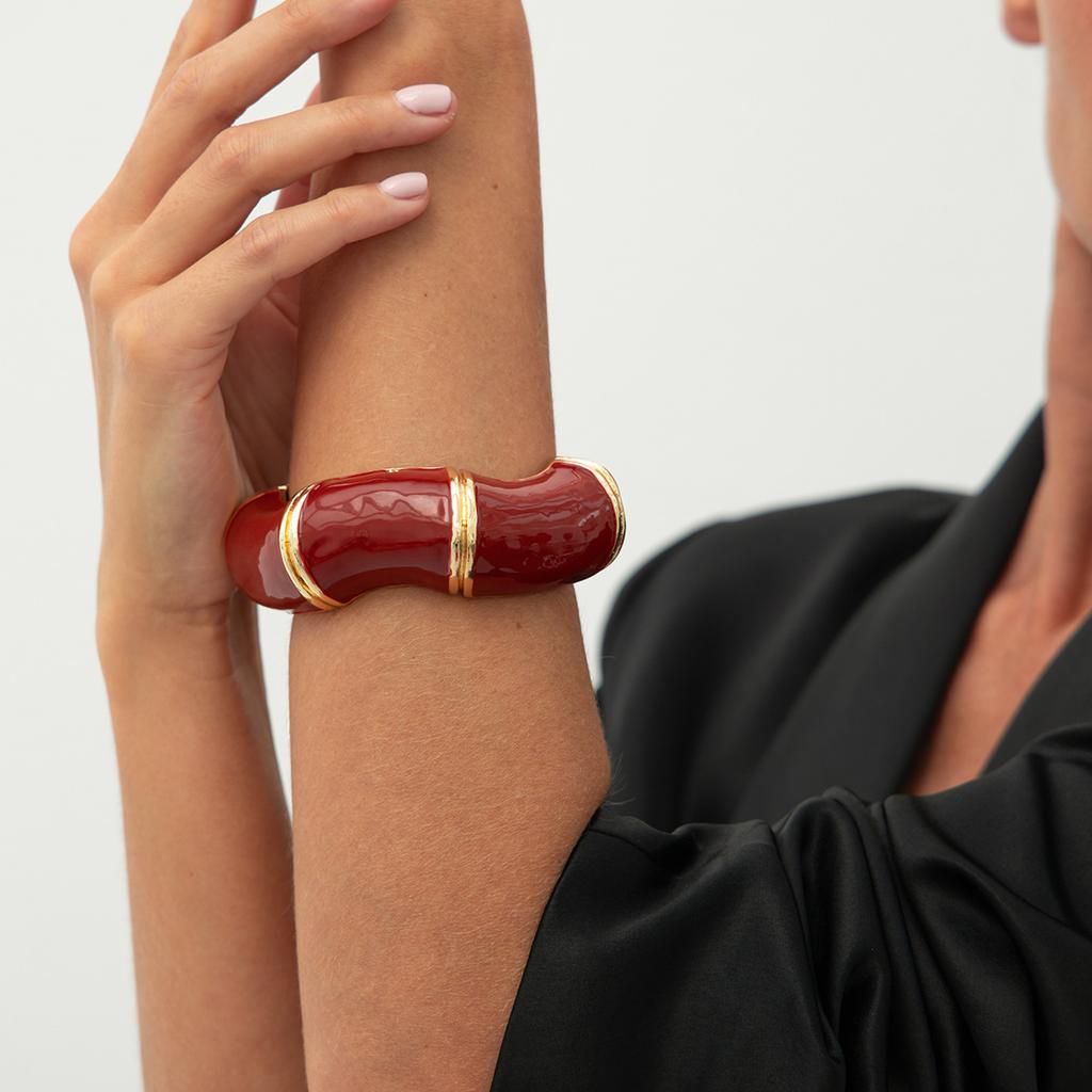 Ретро эмаль капает масло открытые массивные открытые браслеты для женщин панк нерегулярные акриловые смолы бамбуковые наборные браслеты манжеты для пары геометрические украшения для рук