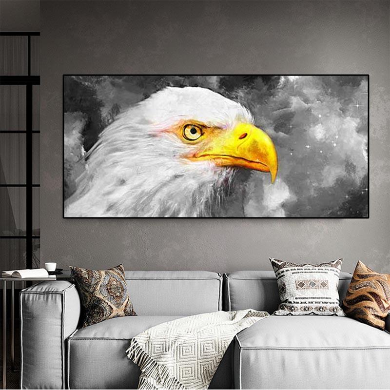 Абстрактная картина маслом на холсте с животными, орел, желтый рот, плакаты и принты, настенные панно для гостиной, домашний декор, без рамки, без рамки