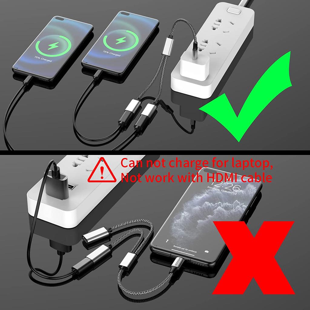 OTG-кабель Type C 1 Male на 2 USB Type C Female для компьютера, ноутбука, мобильного телефона