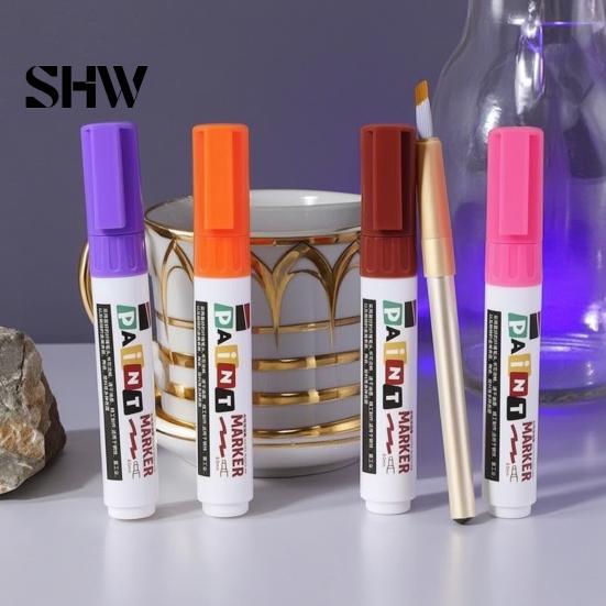 Rubber Tire Paint Pens 12 Colors Flat Tip Marker, Oil Based Broad Pen for Metal Heavy Duty Steel Glass Leather, Waterproof Quick Dry Touch Up
