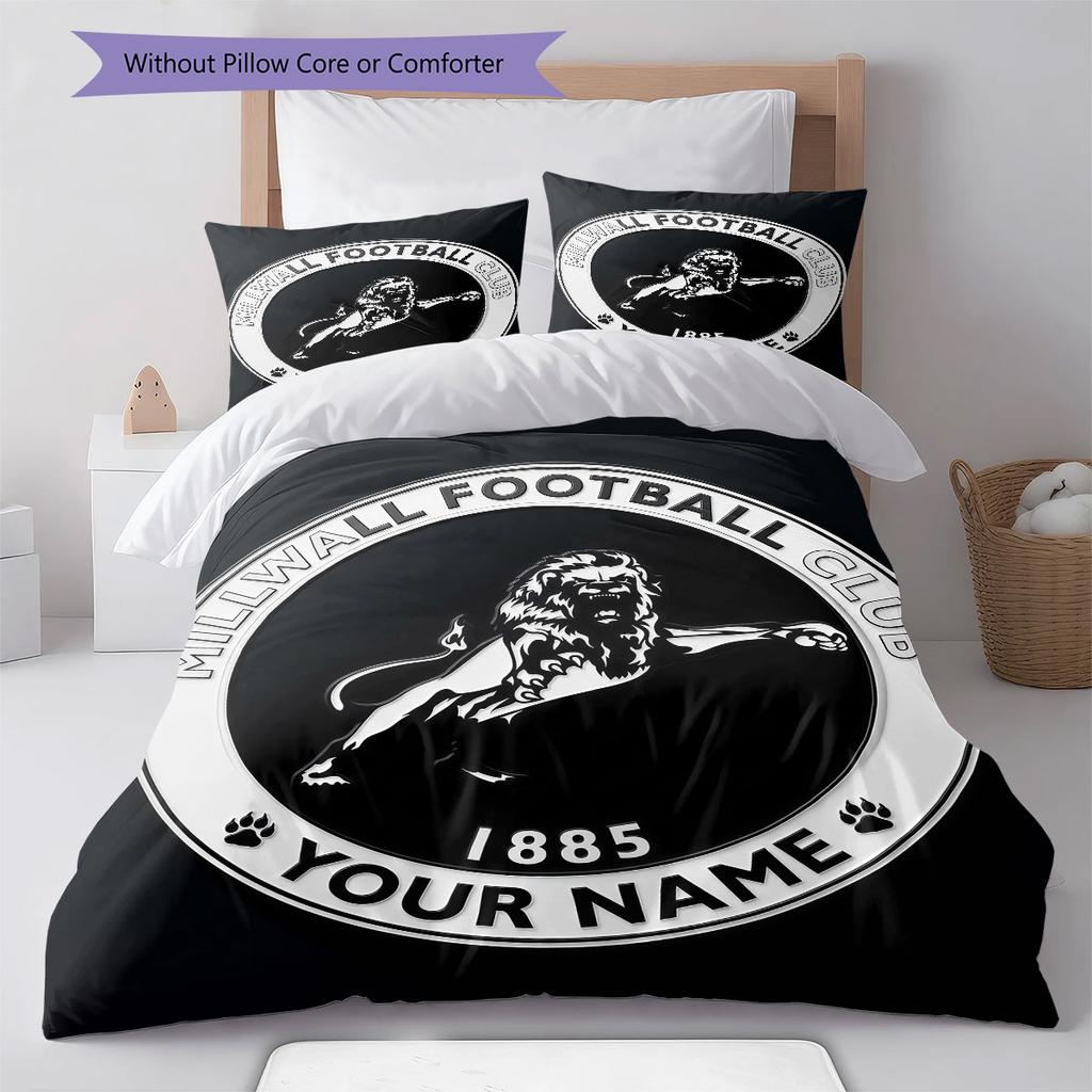 Custom Name,Millwall Pattern Bedding Home Decoration Birthday Gift ( 1 duvet cover + 2 pillowcase, without core),fan merchandise.