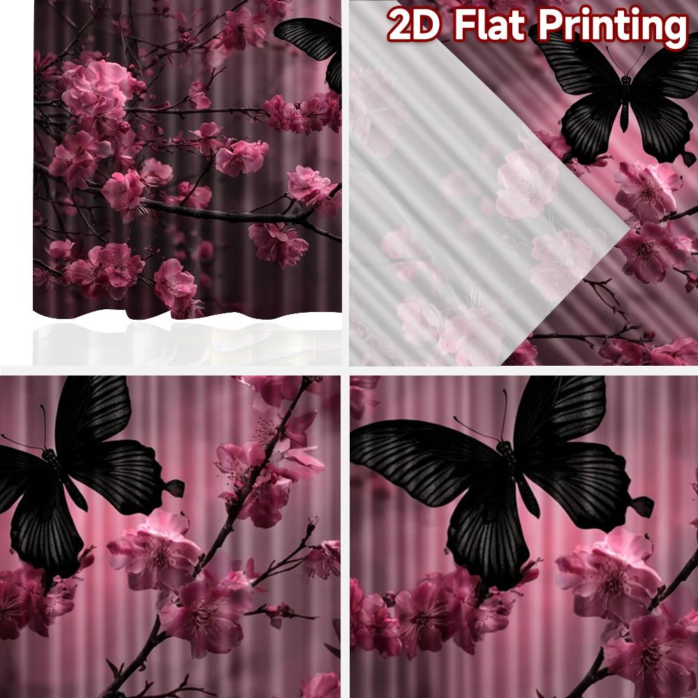 2D flat printing 2pcs Curtain Curtains Spring Cherry Blossoms(1) Digital Printed Polyester Drapes Holiday Decorations for