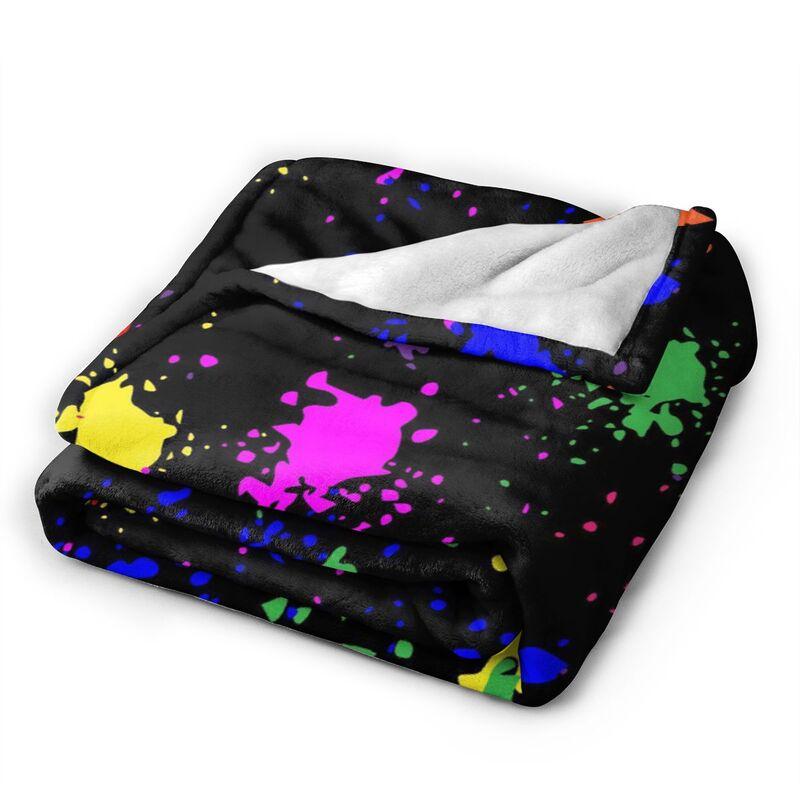 Colorful Paint Splatter Art Flannel Fleece Blanket Lightweight Blanket Soft Warm Cozy Fuzzy Throw Blanket for Bed Sofa Travel