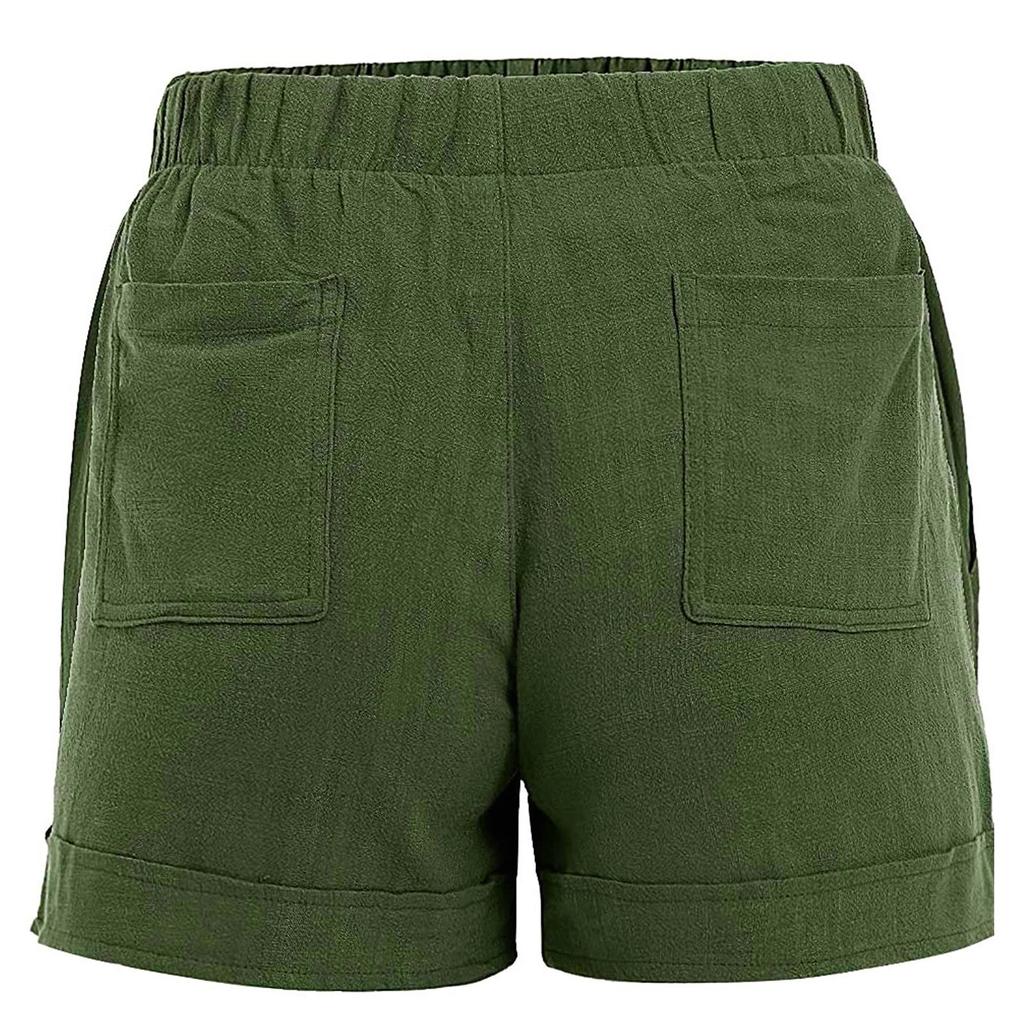 Женские однотонные шорты с уздечкой и карманами для свободного времени, шорты с эластичной резинкой на талии, брюки