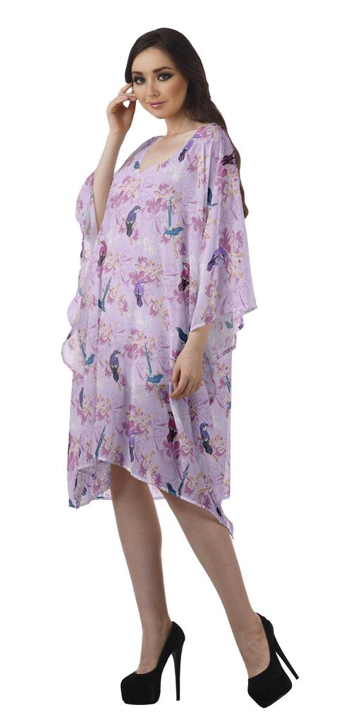 Moomaya Georgette Short Caftan Midi Dress Beach Swimwear Cover Up Womens