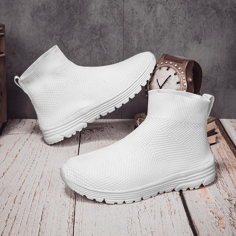 Плюс размер мода пара летающие тканые носки бахилы мода мужчины и женщины высокие повседневные кроссовки