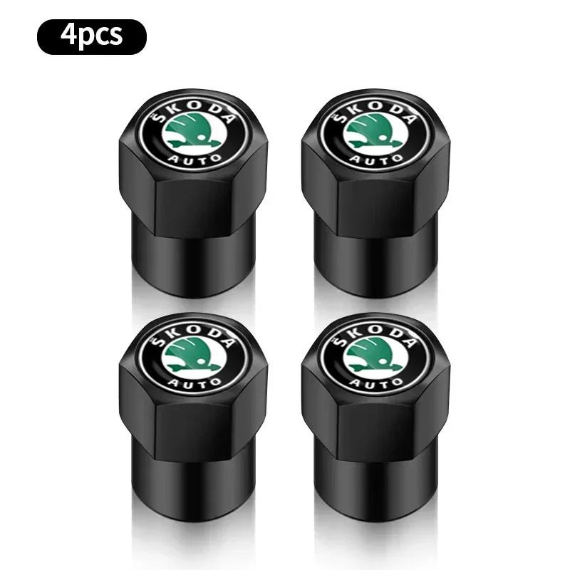 NADH5 4PCS Fashion Car Wheel Air Valve Dust Covers Accessories  For Skoda Fabia Octavia Karoq Kodiaq Kamiq Superb Rapid Scale