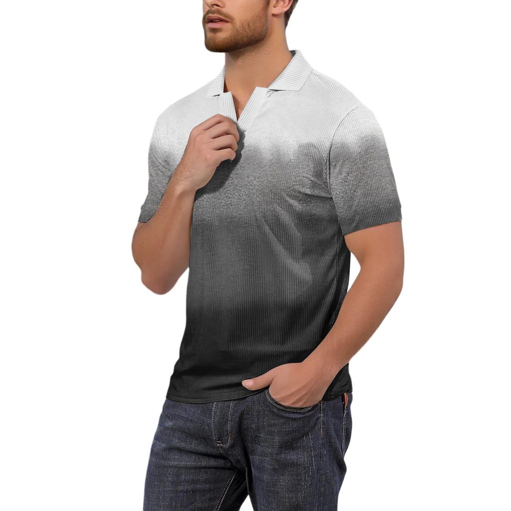 Мужская модная футболка для гольфа с коротким рукавом и V-образным вырезом