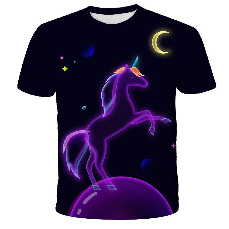 Kids Girls T-shirt Short Sleeve Unicorn 3D Print Tops Children Summer Sweatshirt 4-14 Years Girl Cute Unicorn Casual T Shirts