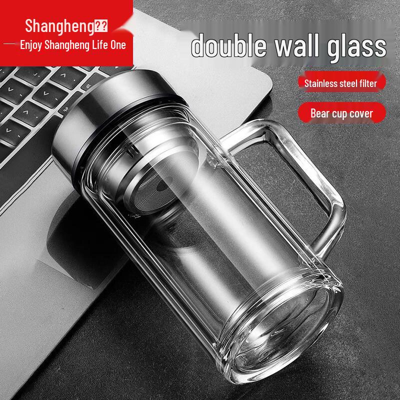 Shangheng 400ml Double-Wall Borosilicate Glass Mug