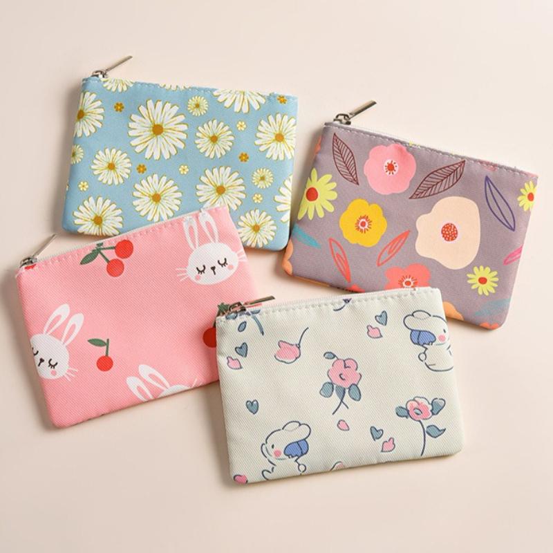 Mini Zipper Coin Purses Canvas Coin Wallet Lady Girls Earphone Coin Key Money Storage Bag Short Pouch Student Card Holder