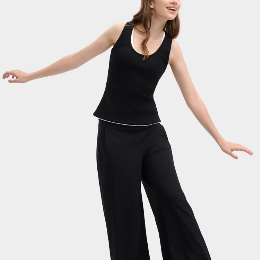 Fila Оригинальный Модный Повседневный Простой Вязаный Безрукавный Жилет Женские топы Черный F51W529103F-BK