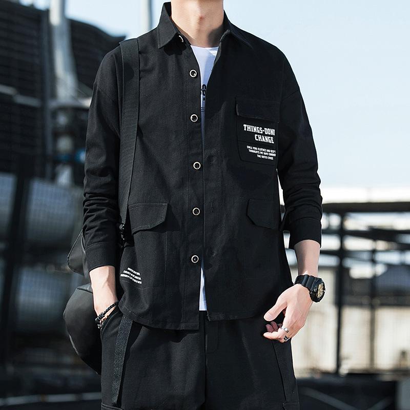 Осенняя новая куртка рубашка мужская мода красивая повседневная модная рубашка мужская рубашка с длинными рукавами пальто с лацканами топ