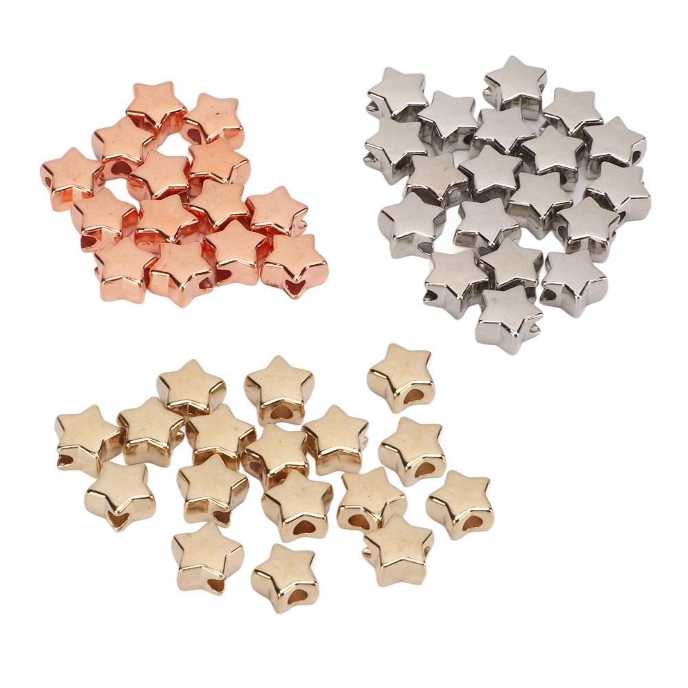 50pcs 3 Colors Star Shaped Beads Small Hole Star Spacer Beads Jewelry Making Beads  DIY Jewelry