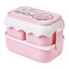Cute Portable Students Lunch Box Microwaveable Children Cartoon Bento Box Independent Compartment Lunch Container