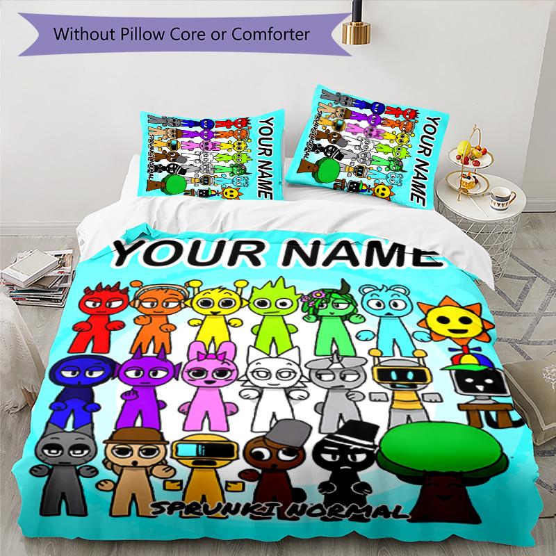 3pcs SPRUNKI9 Cover Set - Personalized Name, HD Printed Bedding with 1 Cover and 2 Pillowcases - Perfect for Home Decor, Easy Care