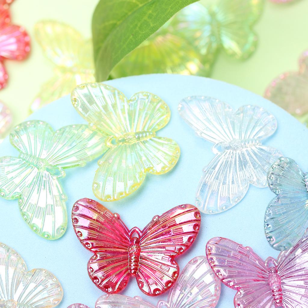 Изготовление браслета из бусин-бабочек ручной работы для ожерелья, материал ручной работы, модные 100 шт., модные ювелирные аксессуары, лазерные красочные