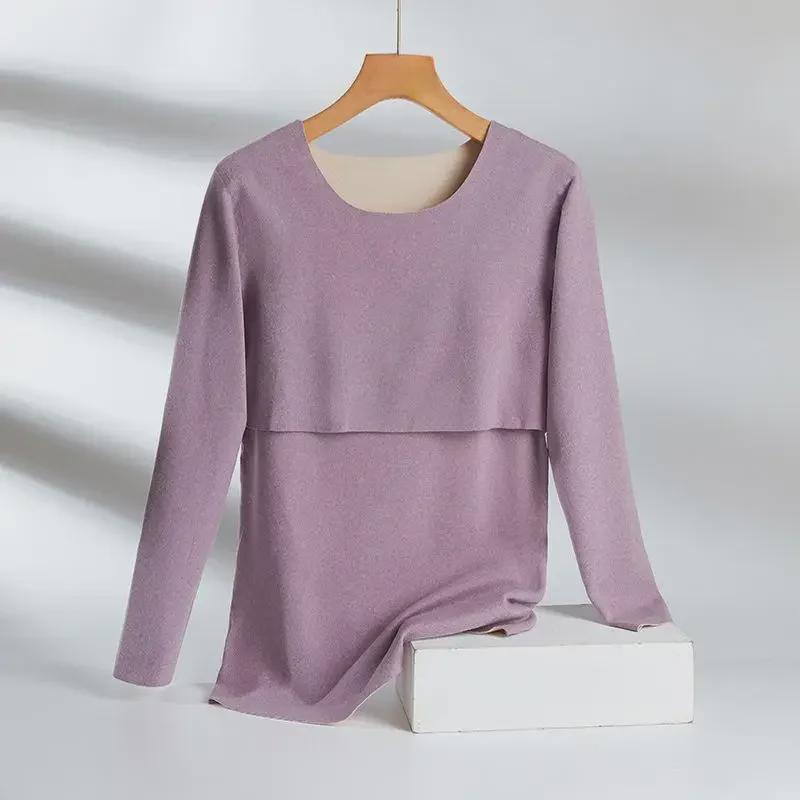 Термобелье для беременных и кормящих мам: Одежда из бархата больших размеров для послеродового периода и кормления на осень/зиму