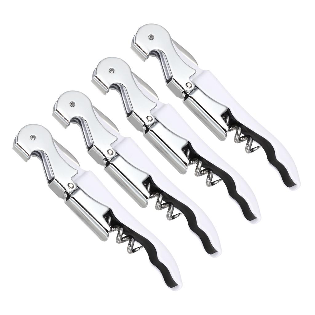 2/4Pcs Professional Waiters Corkscrew Stainless Steel Wine Key with Ergonomic Wood Grip Beer Bottle Opener and Foil Cutter
