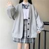 Japanese Fashion College Loose V-neck Cardigan  New Sweater Female Outer Wear Sweater Coat Japanese School Uniform