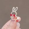 Cute Rabbit Bow Tie High-end Anti-glare Brooch Women's Rhinestone Brooch Pin Collar Pin
