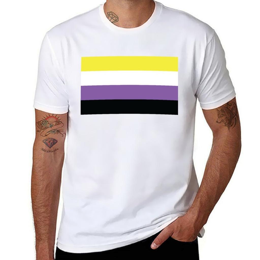 Nonbinary Pride Flag Tshirt Gym Wear Breathable Short Sleeve Tee