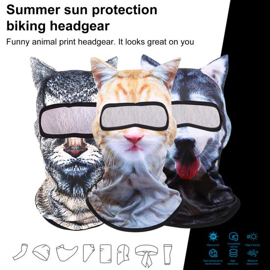 3D Cat Велосипедная Балаклава с капюшоном и ушками, Балаклава с принтом животных для активного отдыха, музыкальных фестивалей, рейвов, лыж