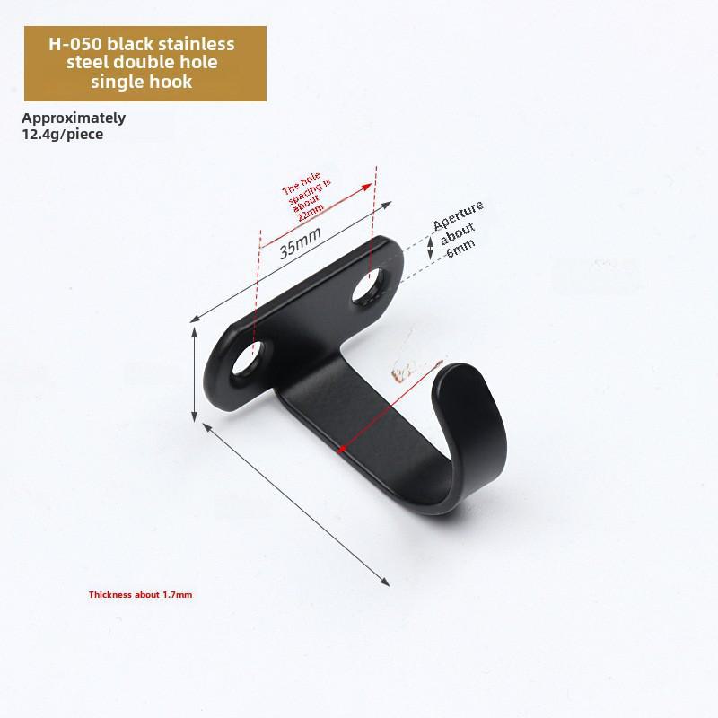 Black Stainless Steel Wall-Mounted Clothes Hook for Bathroom, Kitchen, or Door