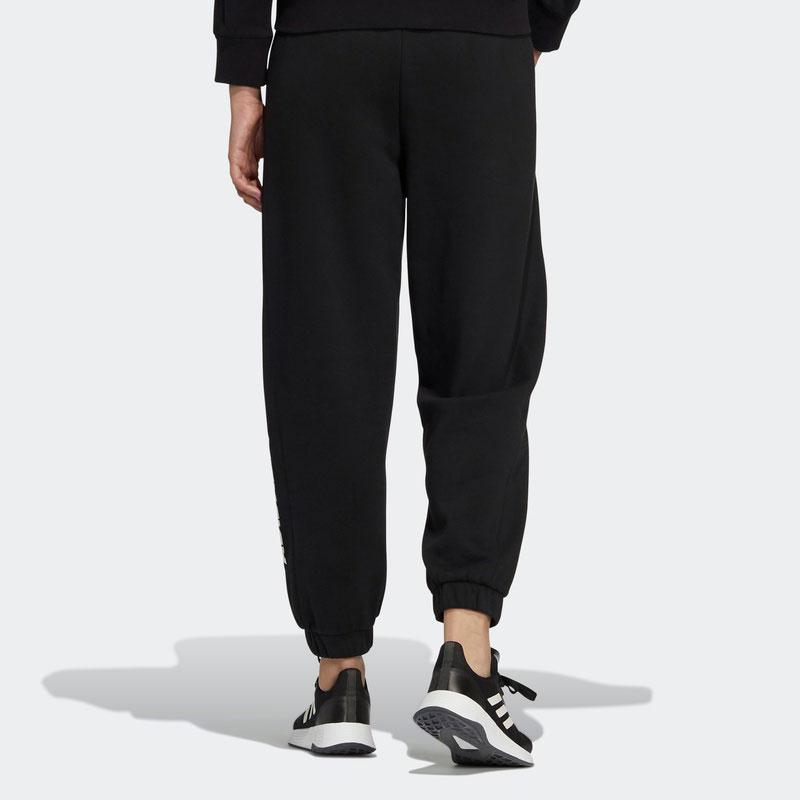adidas Трикотажные спортивные брюки с манжетами и принтом Neo Letter, женские брюки черного цвета H16299