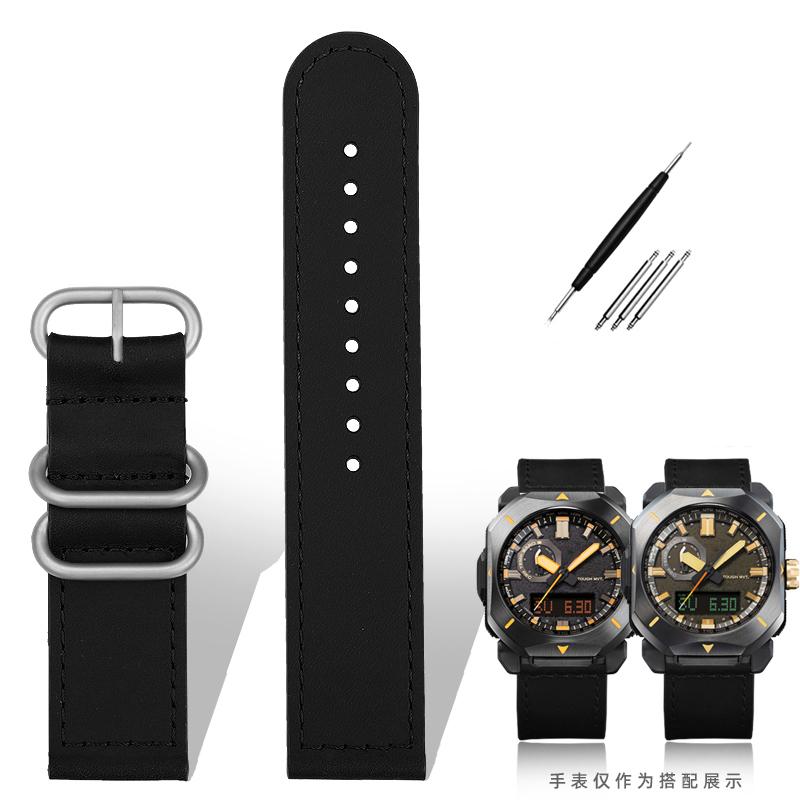 Для ремешка часов Casio PRW6900Y/6800 Кожаный ремешок PRW-60Y/50Y Ретро Винтажный Браслет из Воловьей Кожи Ремешок для Часов Черный Коричневый 23 мм