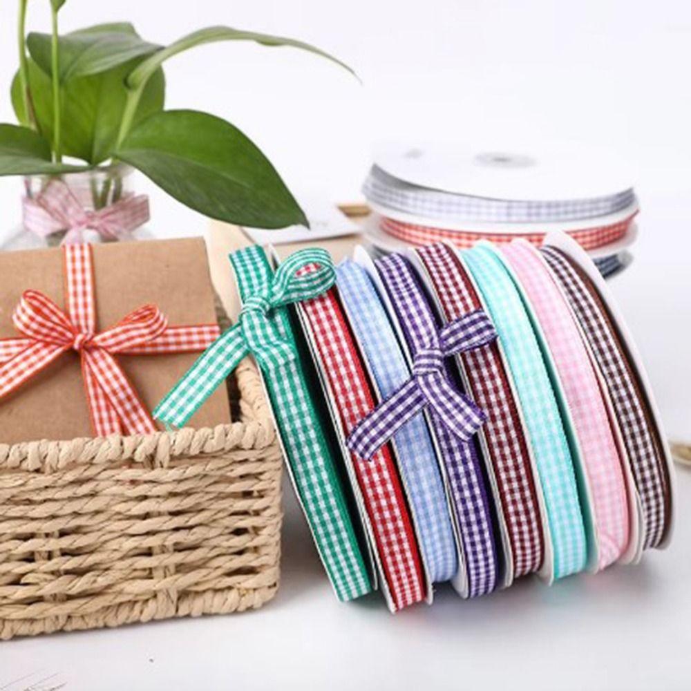 DIY Crafts Plaid Ribbon Assorted Colors Gift Wrapping Ribbon Gingham Ribbon  Wedding Decoration