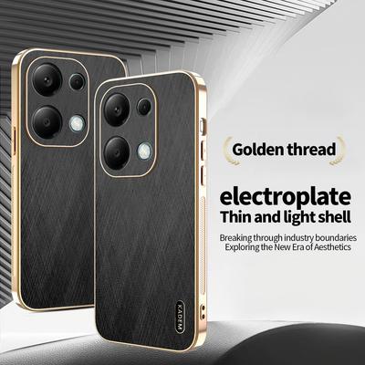 Чехол для телефона KADEM для Xiaomi Redmi Note 13 Pro 4G/Note 14S 4G/Poco M6 Pro 4G, Гальваническое покрытие, Текстура шелка, Задняя крышка из ПУ+ТПУ