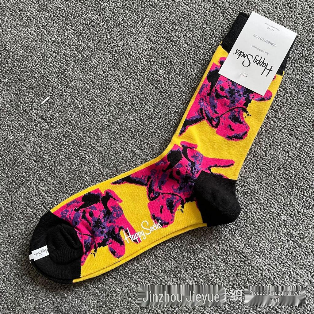Hippy Happy Мужские Универсальные Хлопковые Носки до Середины Икры Модные
