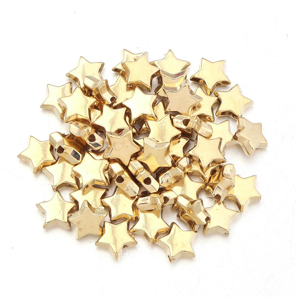 50-100pcs Star Shape CCB Beads Gold Silver Plated Loose Spacer Pentagram Bead For Jewelry Making DIY Necklace Bracelet Wholesale